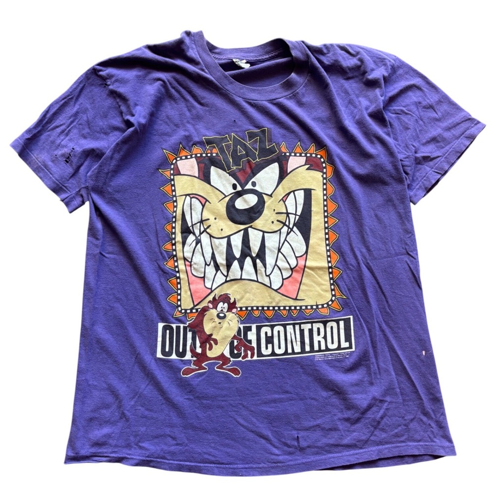 Vintage 90's Taz Out Of Control T Shirt Size XL